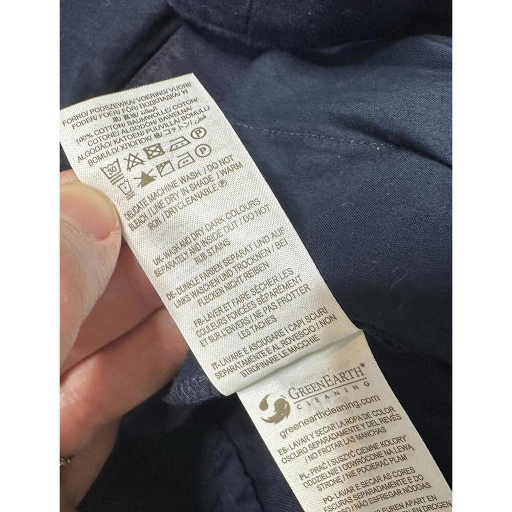 Linen Cross Over Jumpsuit 10 Petite Navy Blue Wide Leg - Picture 8 of 8